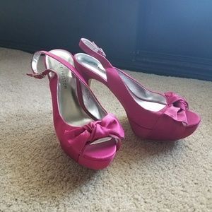 Hot pink platform heel